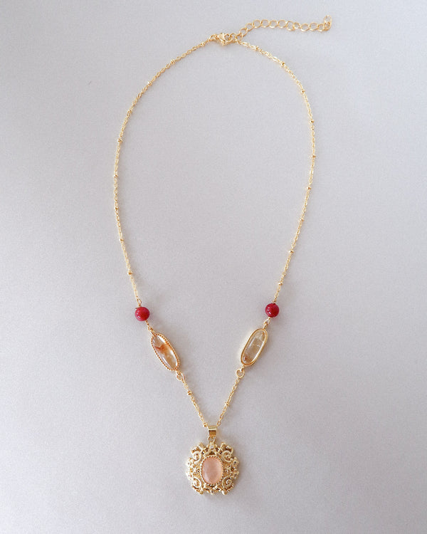 Emmeline Rose Quartz & Topaz Necklace