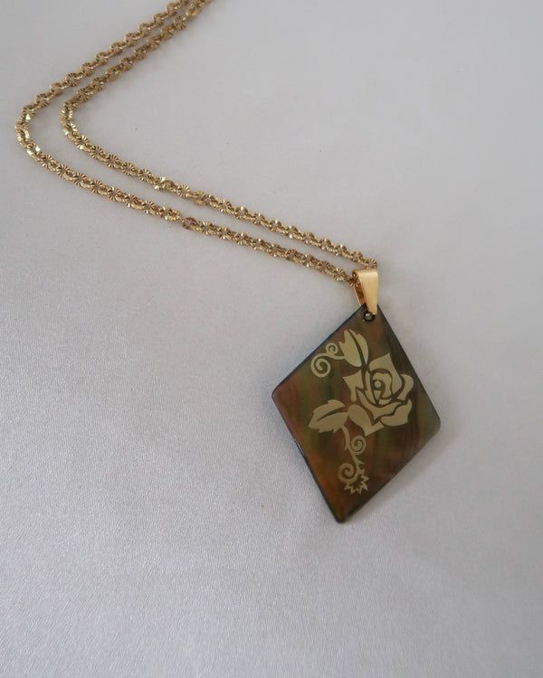 Golden Rose Pendant Necklace