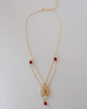 Emmeline Rose Quartz & Red Agate Statement Necklace