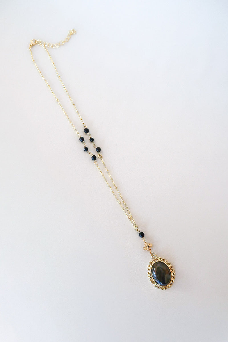 Rosalie Blue Tiger's Eye Lariat Necklace