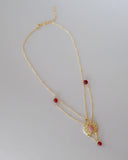 Emmeline Rose Quartz & Red Agate Statement Necklace