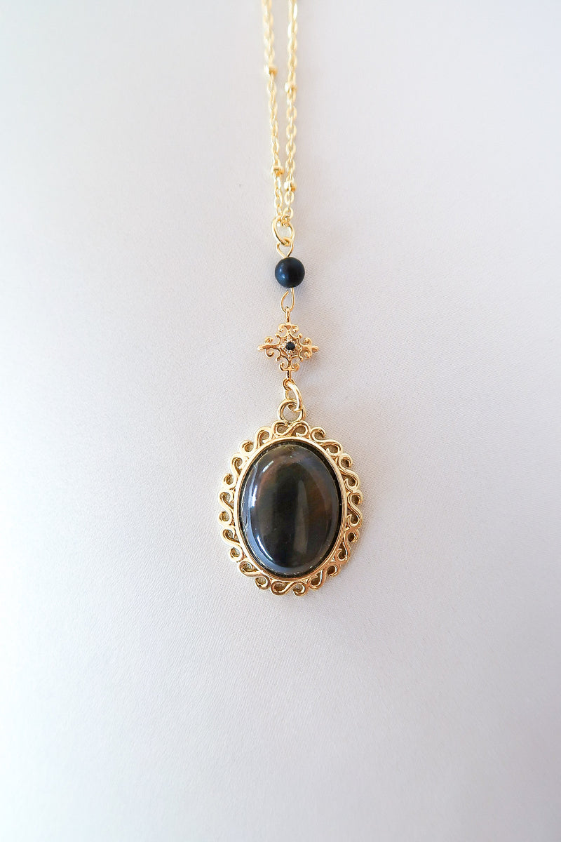 Rosalie Blue Tiger's Eye Lariat Necklace