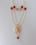 Emmeline Rose Quartz & Red Agate Statement Necklace