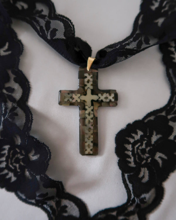 Nocturne Lace Cross Necklace