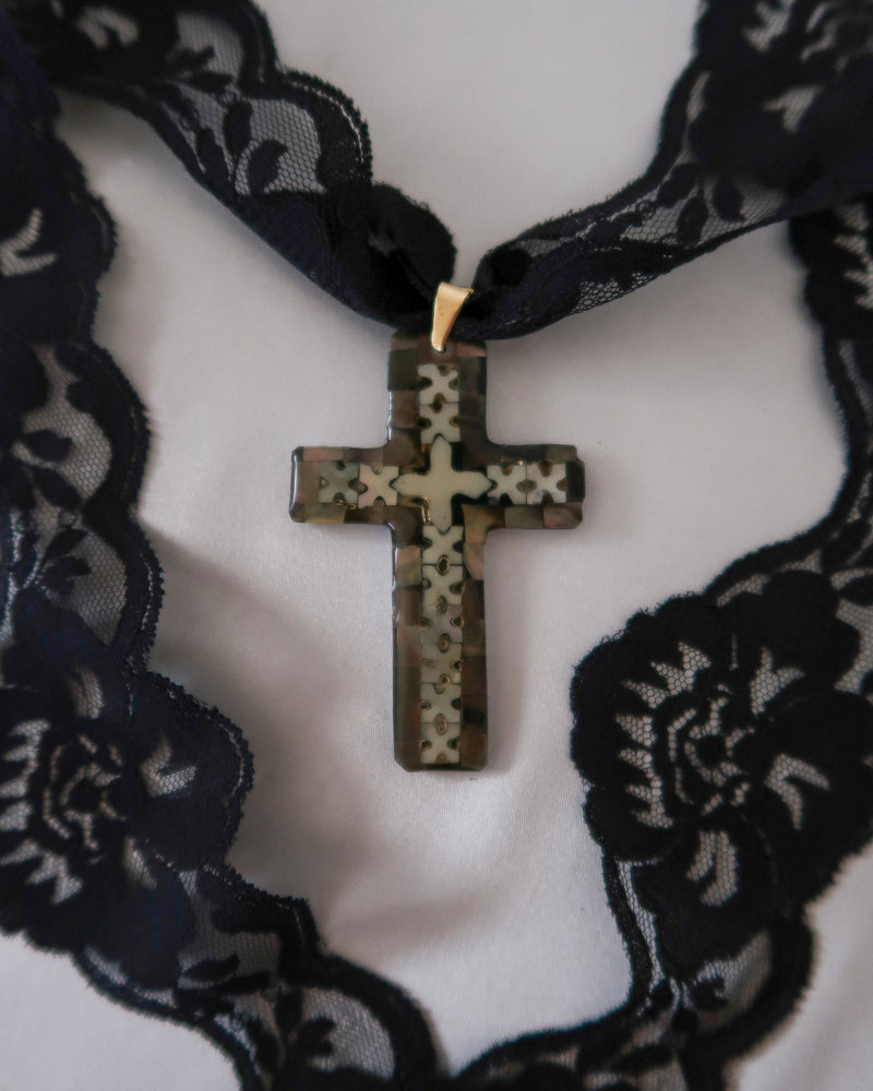 Nocturne Lace Cross Necklace