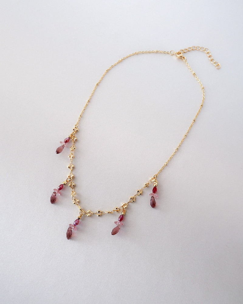 Georgette Beaded Drop Charm Necklace
