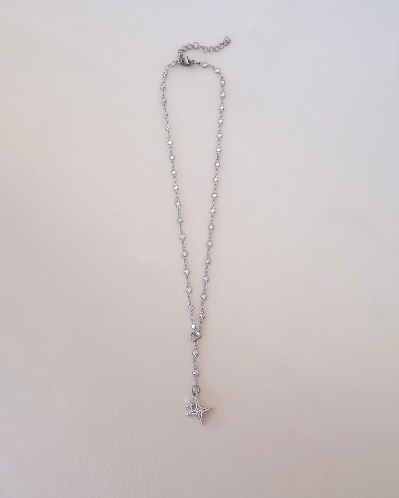 Cia Crystal & Star Lariat Necklace