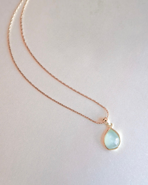 Celia Aquamarine Crystal Teardrop Necklace